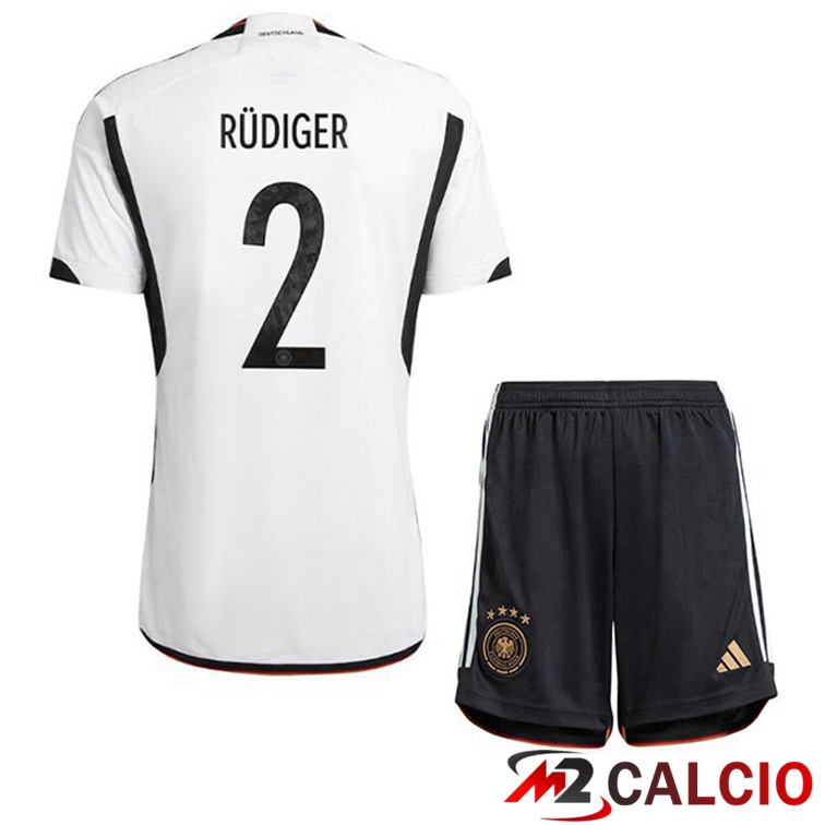 Maglie Calcio Germania (RÜDIGER 2) Bambino Prima Nero Bianco 2022/2023