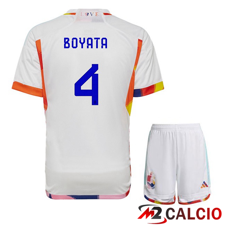 Maglie Calcio Belgio (BOYATA 4) Bambino Seconda Bianco 2022/2023
