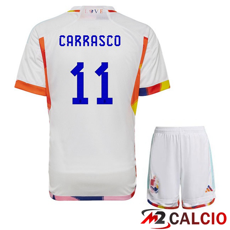 Maglie Calcio Belgio (CARRASCO 11) Bambino Seconda Bianco 2022/2023
