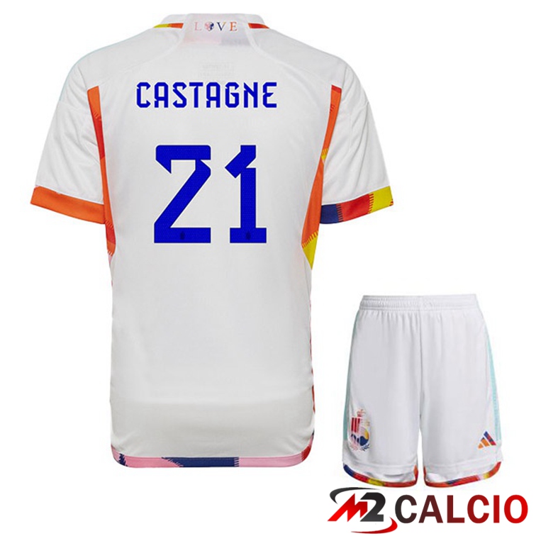Maglie Calcio Belgio (CASTAGNE 21) Bambino Seconda Bianco 2022/2023