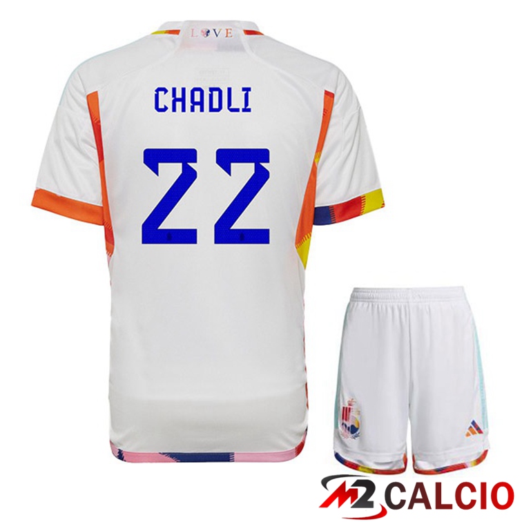 Maglie Calcio Belgio (CHADLI 22) Bambino Seconda Bianco 2022/2023
