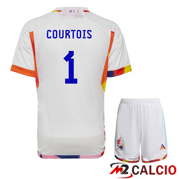 Maglie Calcio Belgio (COURTOIS 1) Bambino Seconda Bianco 2022/2023