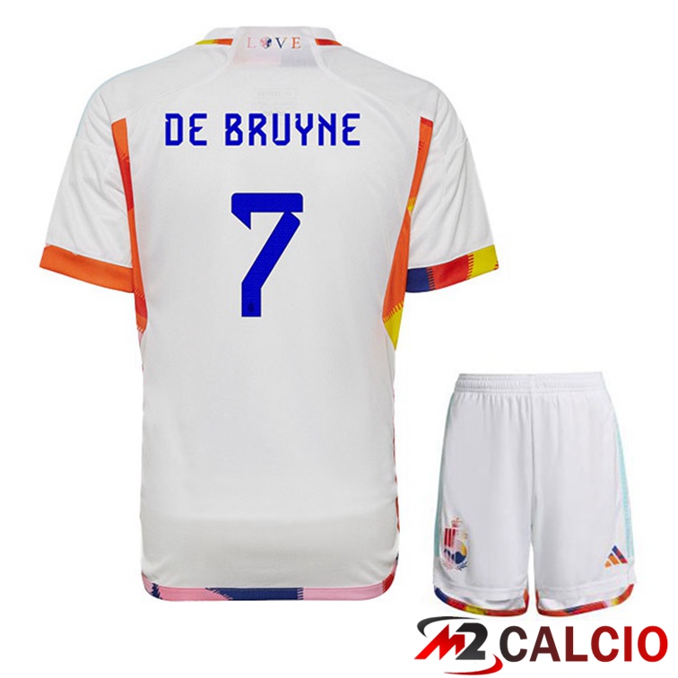 Maglie Calcio Belgio (DE BRUYNE 7) Bambino Seconda Bianco 2022/2023