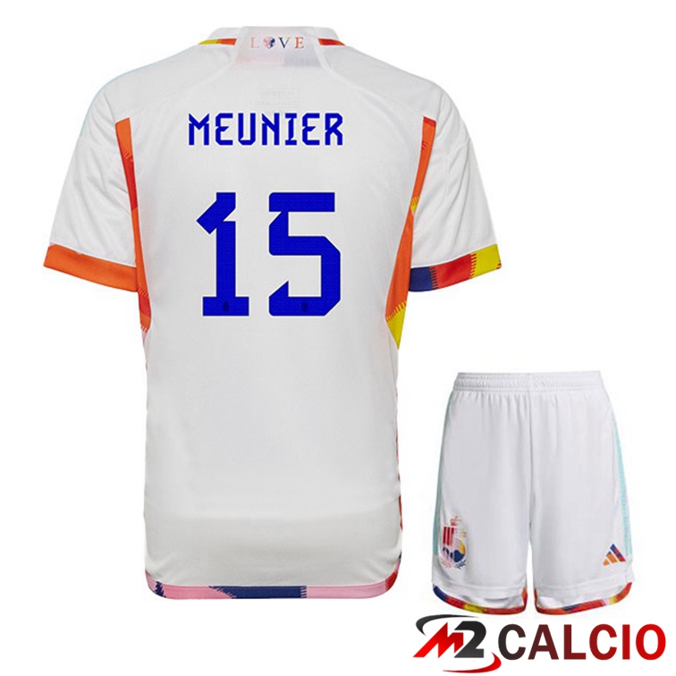 Maglie Calcio Belgio (MEUNIER 15) Bambino Seconda Bianco 2022/2023