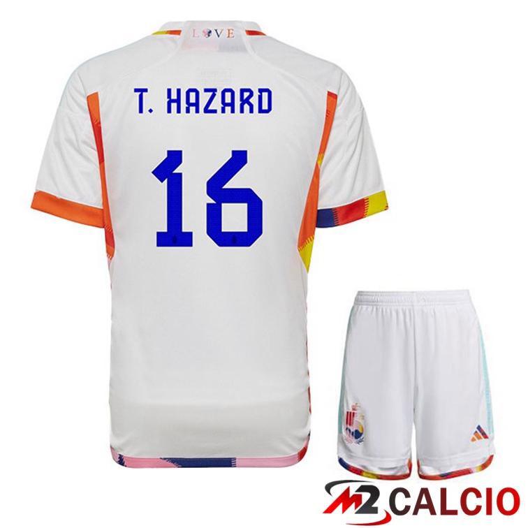 Maglie Calcio Belgio (T. HAZARD 16) Bambino Seconda Bianco 2022/2023