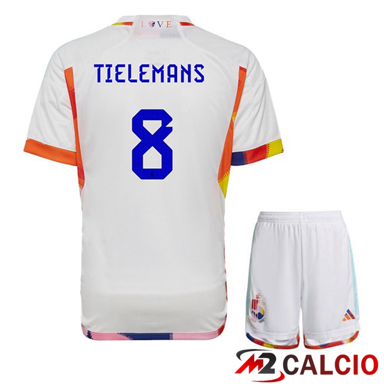 Maglie Calcio Belgio (TIELEMANS 8) Bambino Seconda Bianco 2022/2023
