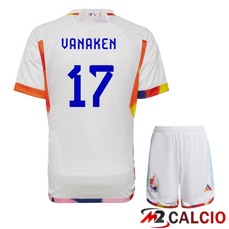 Maglie Calcio Belgio (VANAKEN 17) Bambino Seconda Bianco 2022/2023