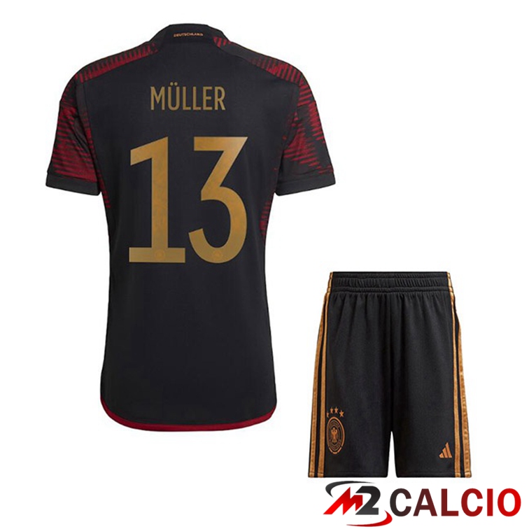 Maglie Calcio Germania (MÜLLER 13) Bambino Seconda Nero 2022/2023