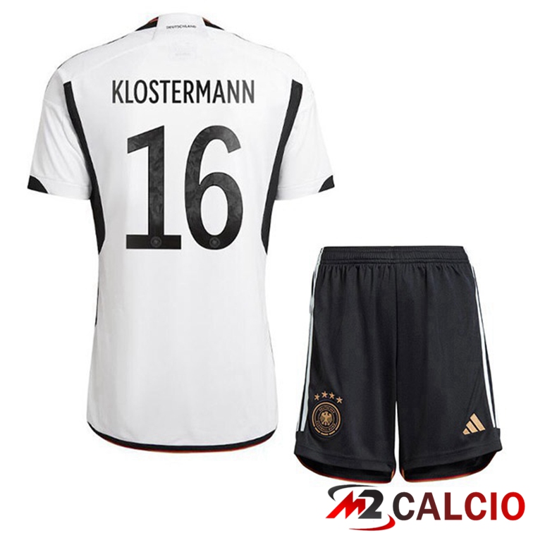 Maglie Calcio Germania (KLOSTERMANN 16) Bambino Prima Nero Bianco 2022/2023