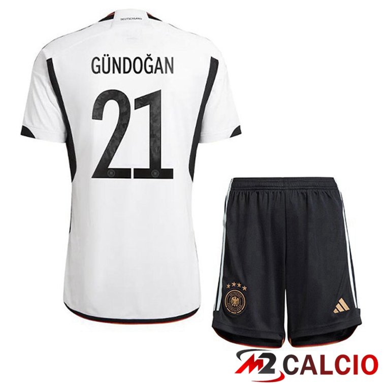 Maglie Calcio Germania (GÜNDOGAN 21) Bambino Prima Nero Bianco 2022/2023