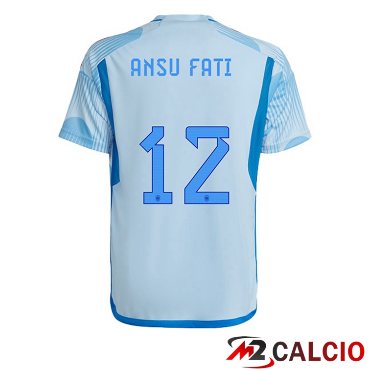 Maglie Calcio Spagna (ANSU FATI 12) Seconda Blu Bianco 2022/2023
