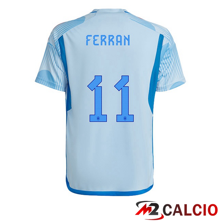 Maglie Calcio Spagna (FERRAN 11) Seconda Blu Bianco 2022/2023