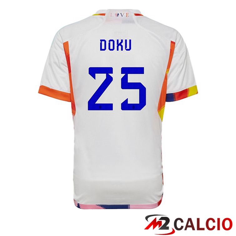 Maglie Calcio Belgio (DOKU 25) Seconda Bianco 2022/2023