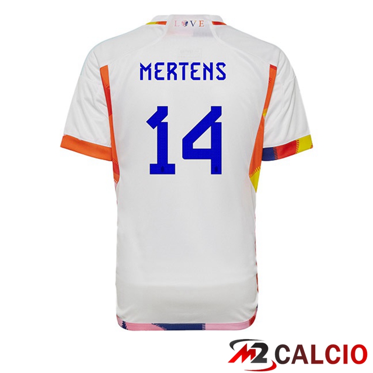 Maglie Calcio Belgio (MERTENS 14) Seconda Bianco 2022/2023