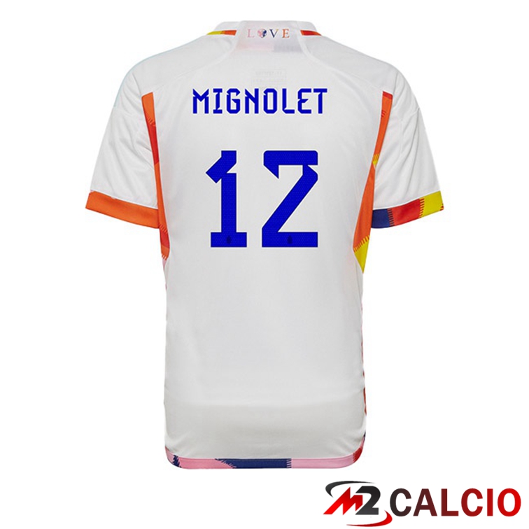 Maglie Calcio Belgio (MIGNOLET 12) Seconda Bianco 2022/2023