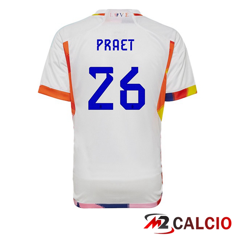 Maglie Calcio Belgio (PRAET 26) Seconda Bianco 2022/2023