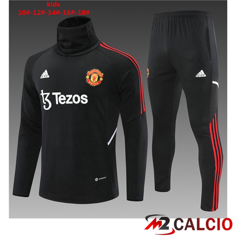 Tuta Calcio Manchester United Collo Alto Bambino Nero 2022/2023