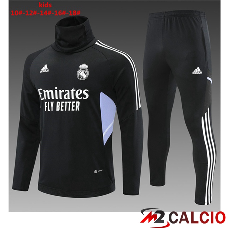 Tuta Calcio Real Madrid Collo Alto Bambino Nero 2022/2023