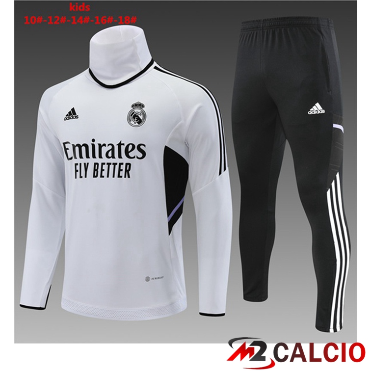 Tuta Calcio Real Madrid Collo Alto Bambino Bianco 2022/2023