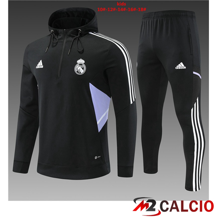 Insieme Giacca Con Cappuccio Tuta Real Madrid Bambino Nero 2022/2023