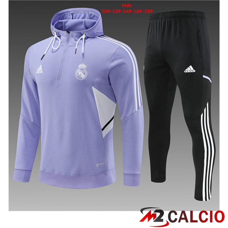 Insieme Giacca Con Cappuccio Tuta Real Madrid Bambino Porpora 2022/2023