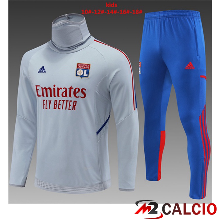 Tuta Calcio Lyon OL Collo Alto Bambino Grigio 2022/2023