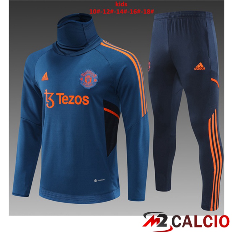 Tuta Calcio Manchester United Collo Alto Bambino Blu 2022/2023