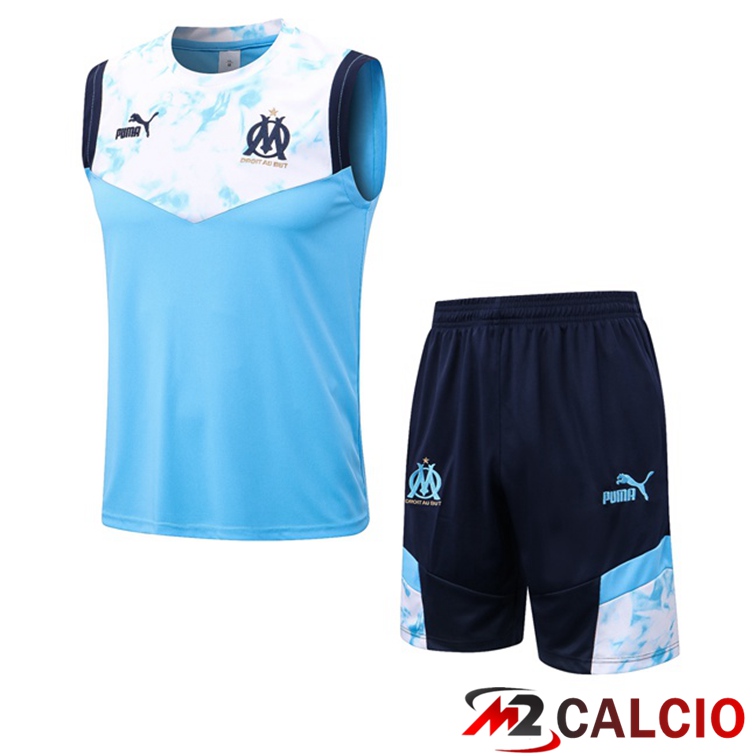 Canotta Calcio Marsiglia OM + Shorts Blu Bianco 2022/2023