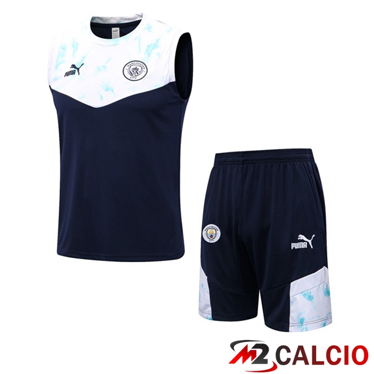 Canotta Calcio Manchester City + Shorts Blu Bianco 2022/2023