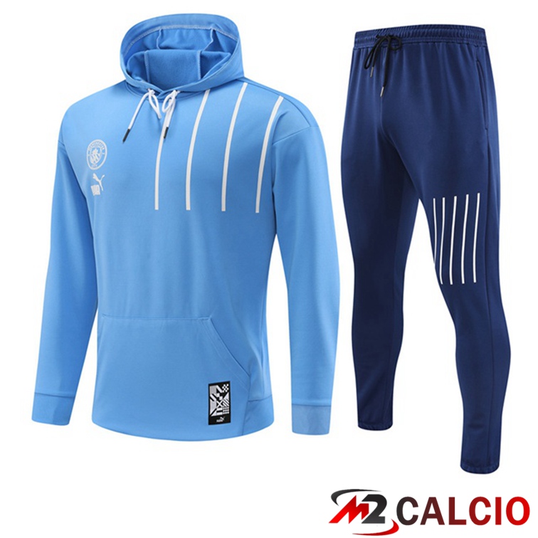 Insieme Giacca Con Cappuccio Tuta Manchester City Blu 2022/2023