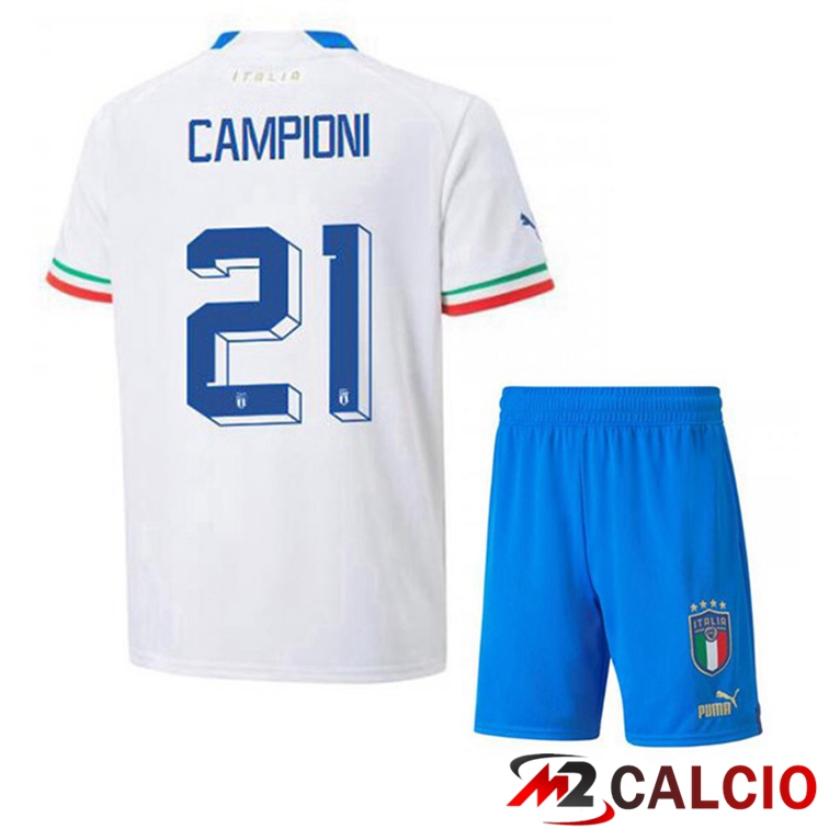 Maglie Calcio Italia (Campioni 21) Bambino Seconda Bianco 2022/2023