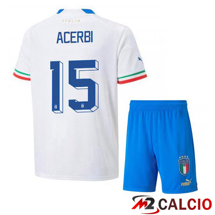 Maglie Calcio Italia (Acerbi 15) Bambino Seconda Bianco 2022/2023