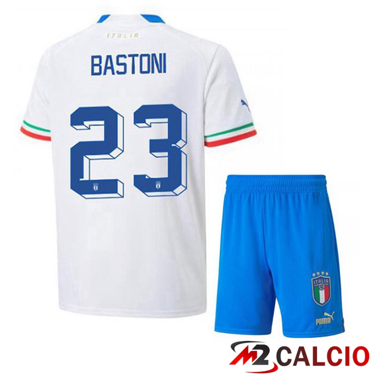 Maglie Calcio Italia (Bastoni 23) Bambino Seconda Bianco 2022/2023