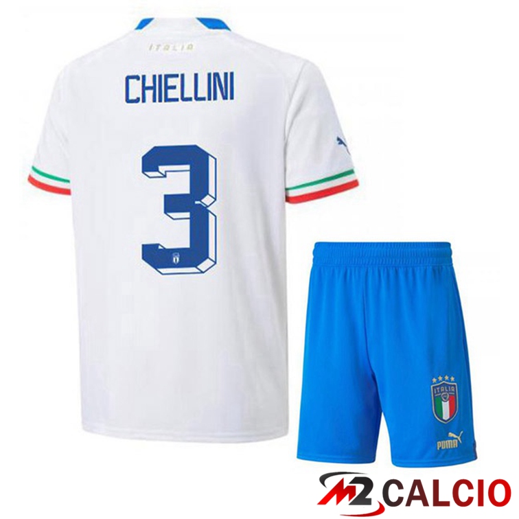 Maglie Calcio Italia (Chiellini 3) Bambino Seconda Bianco 2022/2023
