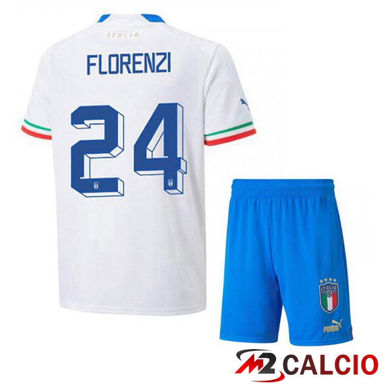 Maglie Calcio Italia (Florenzi 24) Bambino Seconda Bianco 2022/2023