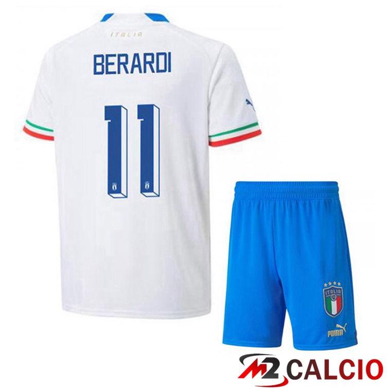 Maglie Calcio Italia (Berardi 11) Bambino Seconda Bianco 2022/2023