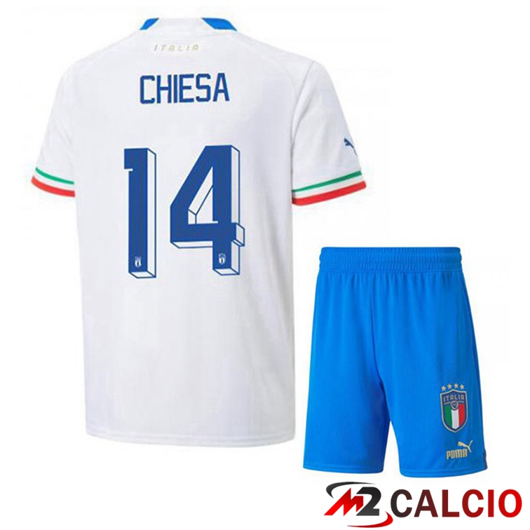 Maglie Calcio Italia (Chiesa 14) Bambino Seconda Bianco 2022/2023