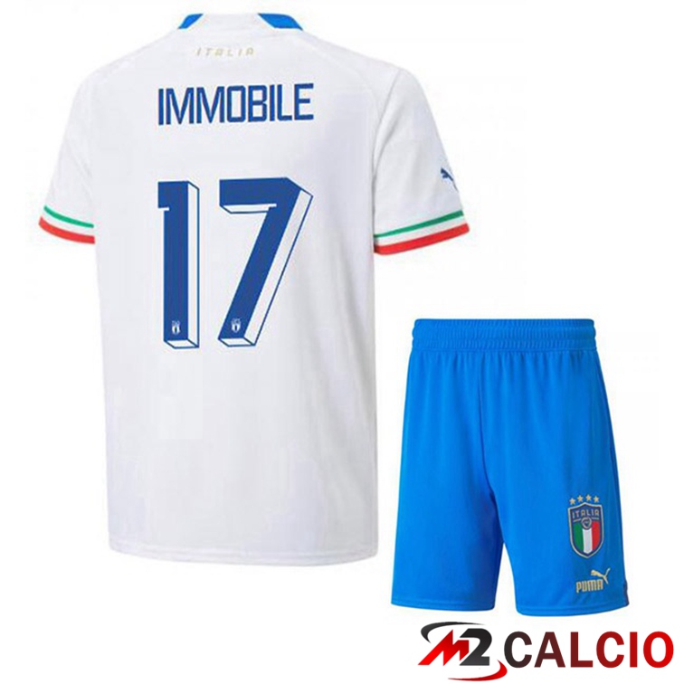 Maglie Calcio Italia (Immobile 17) Bambino Seconda Bianco 2022/2023