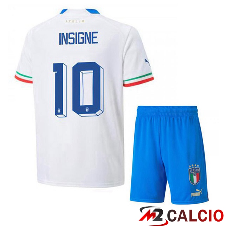 Maglie Calcio Italia (Insigne 10) Bambino Seconda Bianco 2022/2023