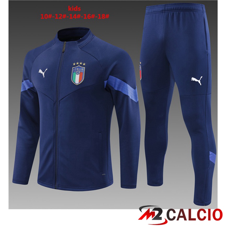 Insieme Tuta Calcio - Giacca Italia Bambino Blu Royal 2022/2023