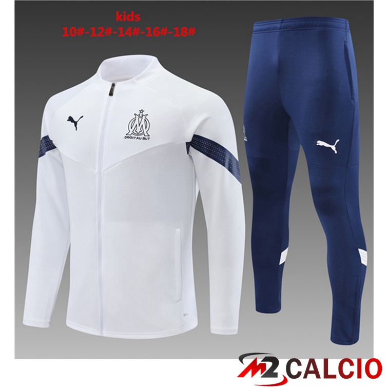 Insieme Tuta Calcio - Giacca Marsiglia OM Bambino Bianco 2022/2023