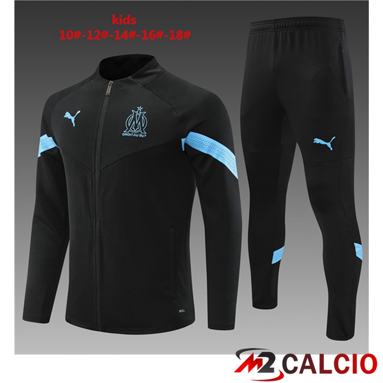 Insieme Tuta Calcio - Giacca Marsiglia OM Bambino Nero 2022/2023