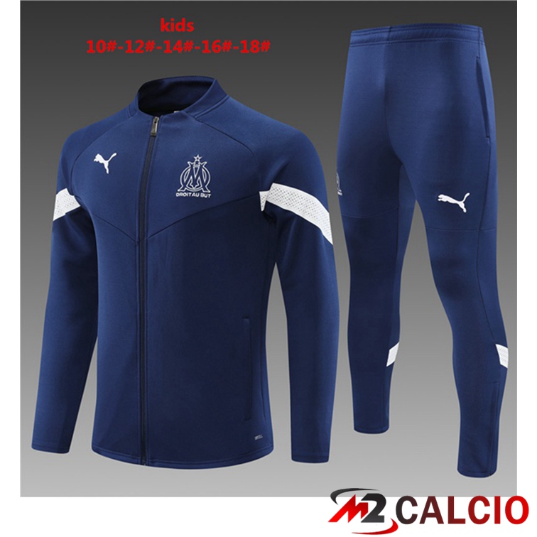 Insieme Tuta Calcio - Giacca Marsiglia OM Bambino Blu Royal 2022/2023