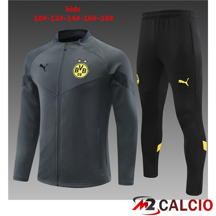 Insieme Tuta Calcio - Giacca Dortmund BVB Bambino Grigio 2022/2023