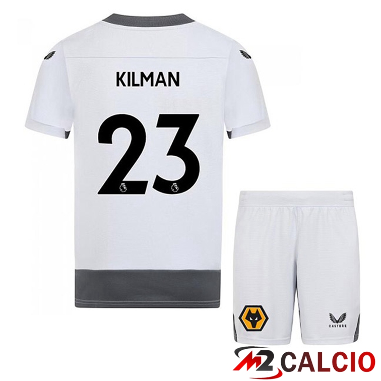 Maglie Calcio Wolves (KILMAN 23) Bambino Terza Bianco Grigio 2022/2023