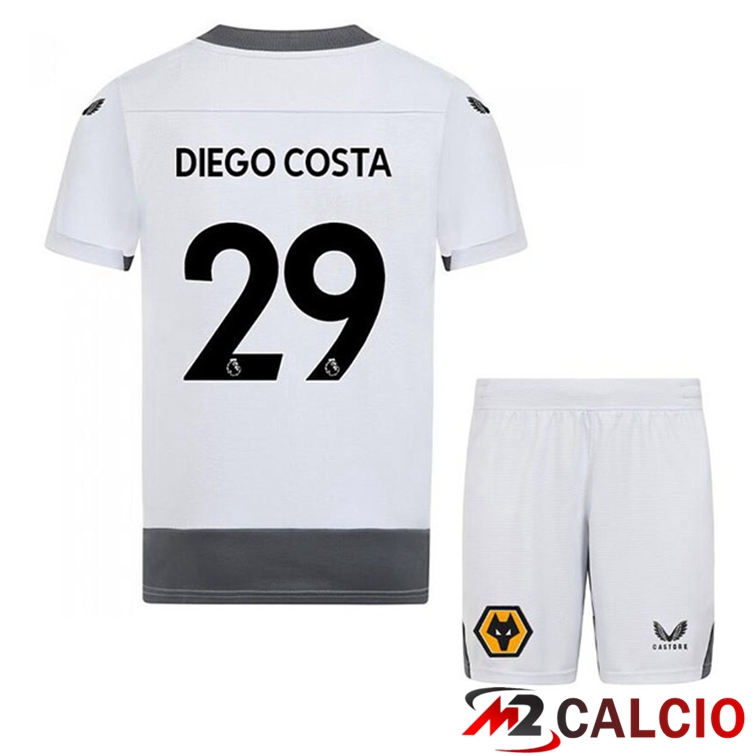 Maglie Calcio Wolves (DIEGO COSTA 29) Bambino Terza Bianco Grigio 2022/2023