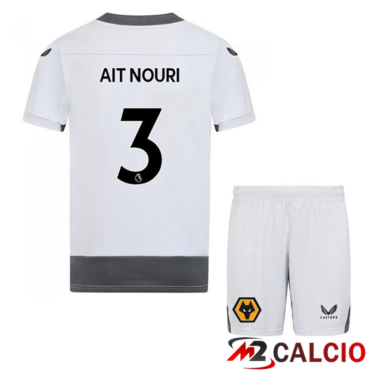 Maglie Calcio Wolves (AIT-NOURI 3) Bambino Terza Bianco Grigio 2022/2023