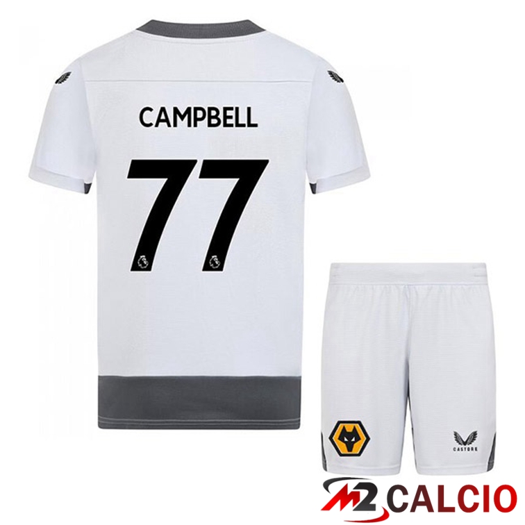 Maglie Calcio Wolves (CAMPBELL 77) Bambino Terza Bianco Grigio 2022/2023