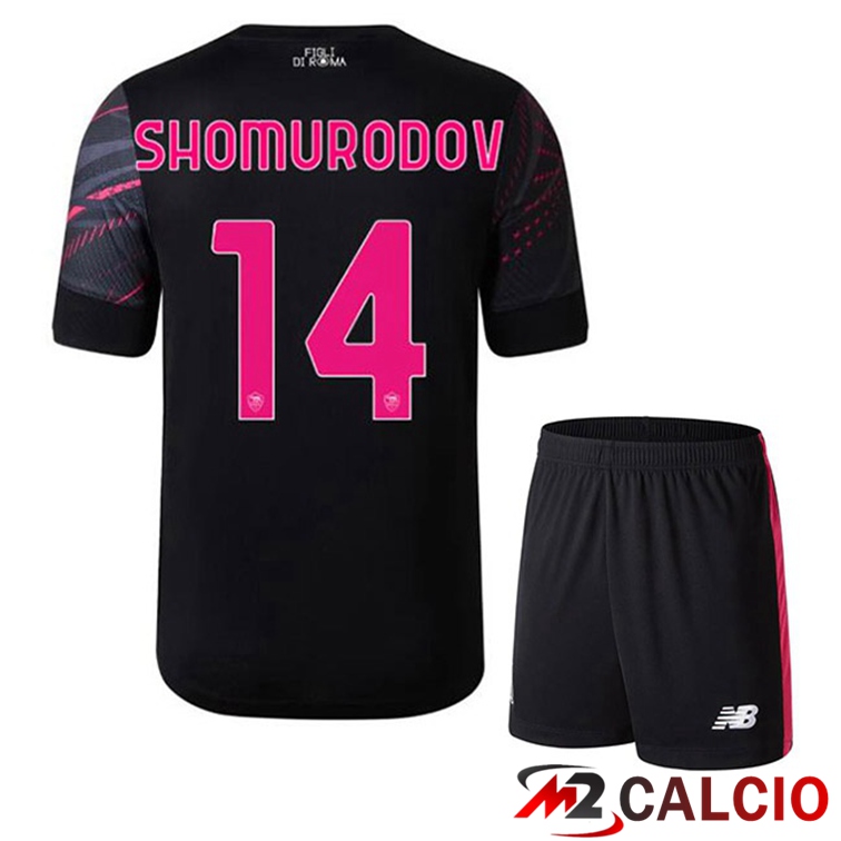 Maglie Calcio AS Roma (SHOMURODOV 14) Bambino Terza Nero 2022/2023