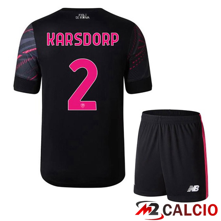 Maglie Calcio AS Roma (KARSDORP 2) Bambino Terza Nero 2022/2023